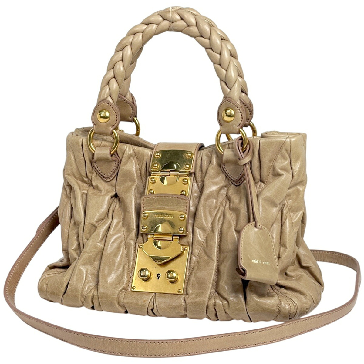 ミュウ ミュウ Miu Miu ロゴ ハンドバッグ 2WAY ショルダーバッグ マテラッセ ハンドバッグ レディース 【中古】