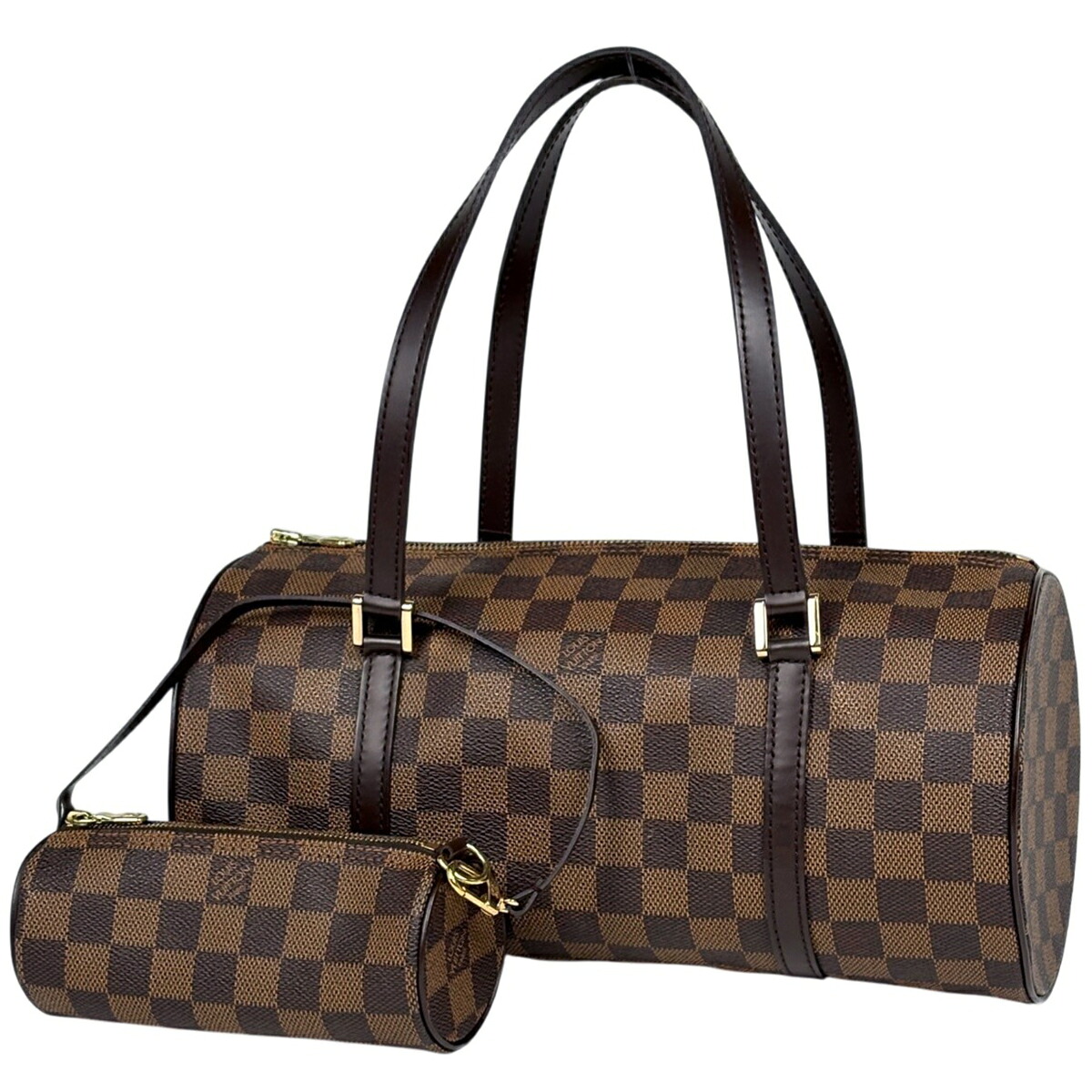 ルイ・ヴィトン Louis Vuitton パピヨン30 バレルバッグ 筒型 ハンドバッグ ダミエ ブラウン N51303 レディース 【中古】 msp29