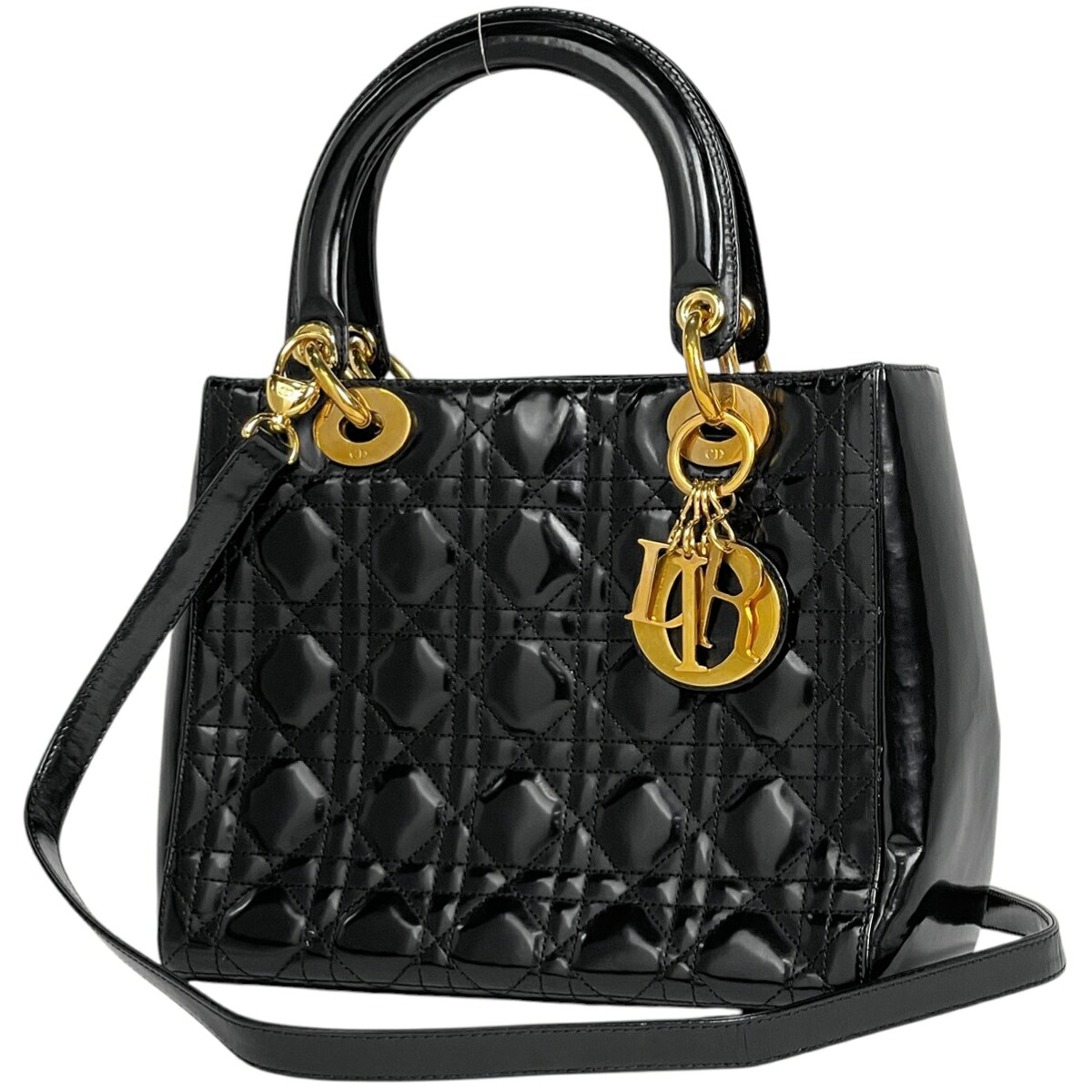 クリスチャンディオール Christian Dior レディディオール 2WAY ショルダーバッグ カナージュ ハンドバッグ レザー ブラック レディース 【中古】