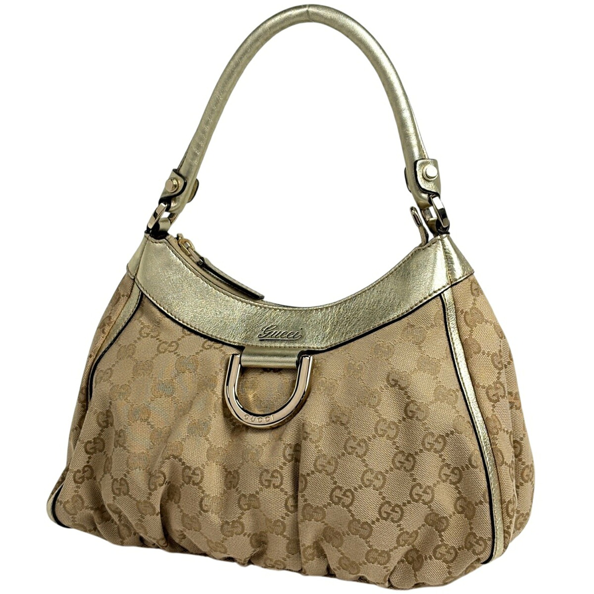 グッチ GUCCI GG柄 ショルダーバッグ アビー ロゴ ハンドバッグ GGキャンバス ベージュ ゴールド 190525 レディース 【中古】