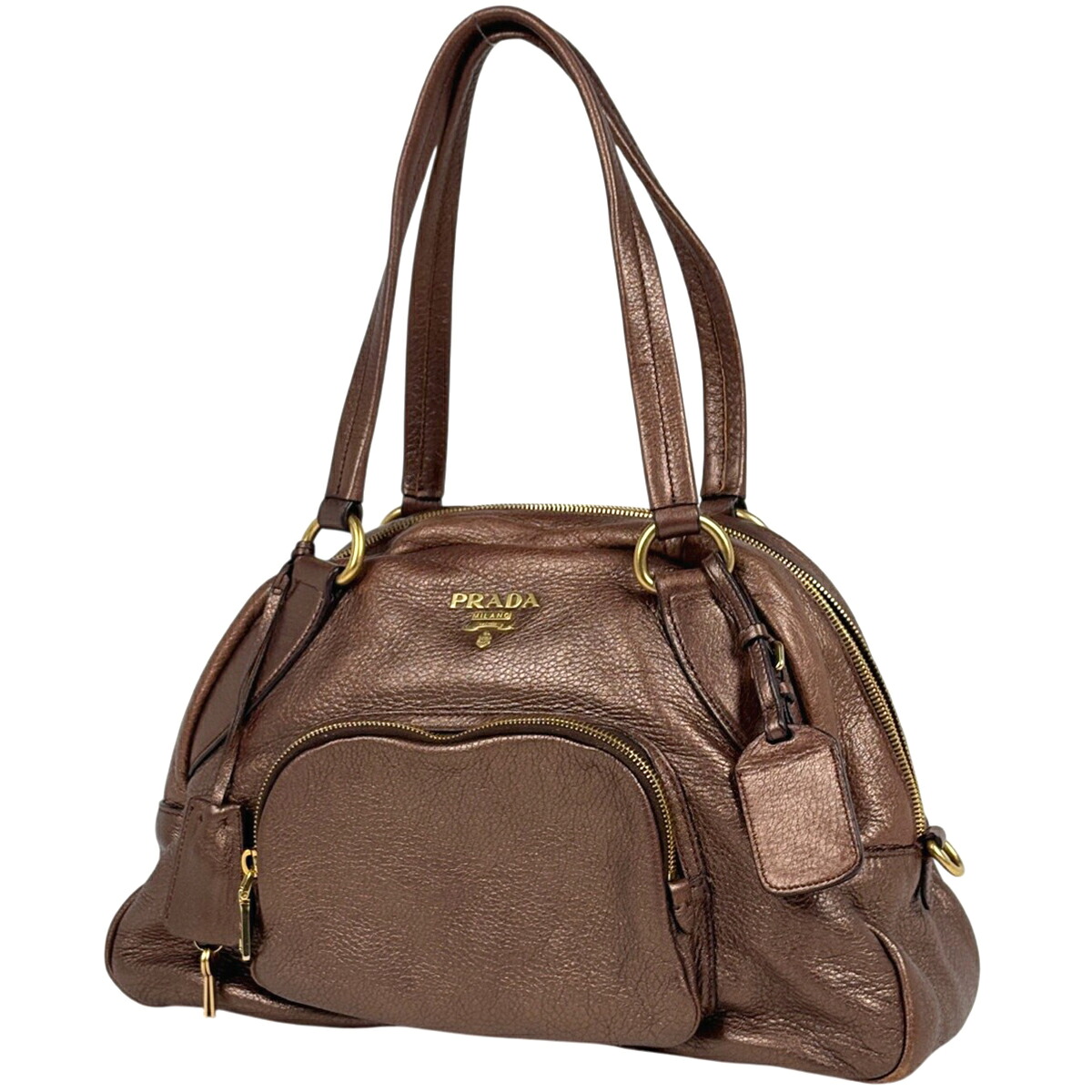 プラダ PRADA ロゴ ショルダーバッグ レザー ブラウン BL0557 レディース 【中古】