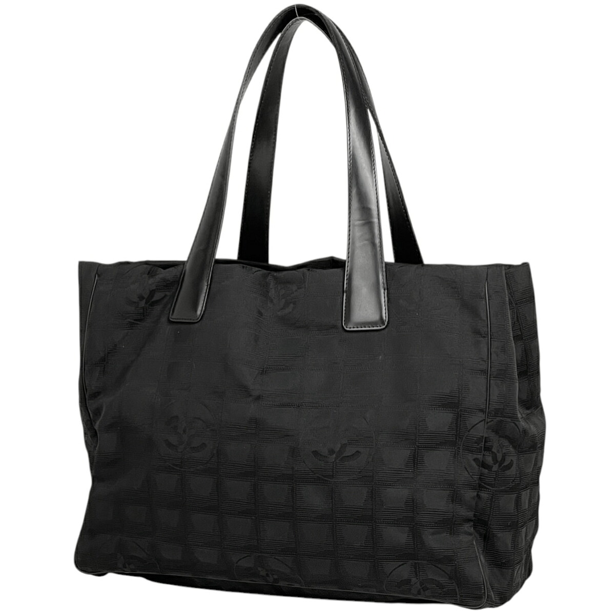 シャネル CHANEL ニュートラベルライン トートMM ココマーク ショルダーバッグ トートバッグ ナイロンジャガード ブラック A15991 レディース 【中古】
