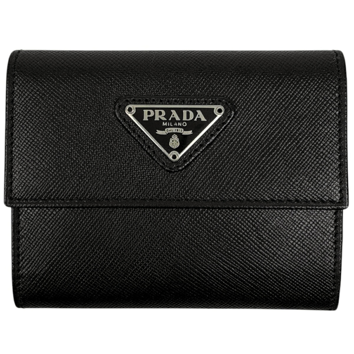 プラダ PRADA ロゴプレート 二つ折り 財布 コインケース カードケース 二つ折り財布 レザー ネロ(ブラック) レディース 【中古】