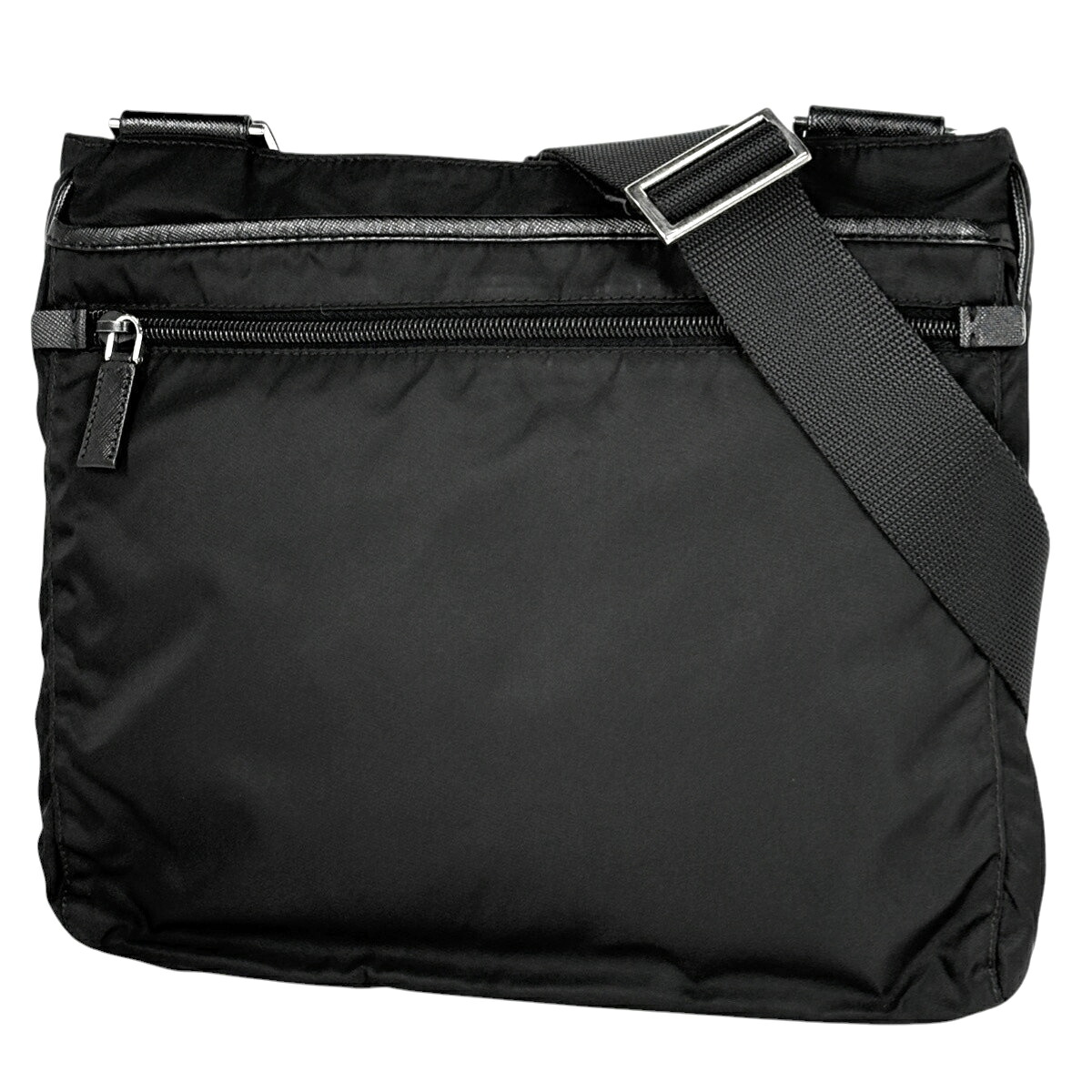 プラダ PRADA ロゴプレート ショルダーバッグ ナイロン ネロ(ブラック) レディース 【中古】