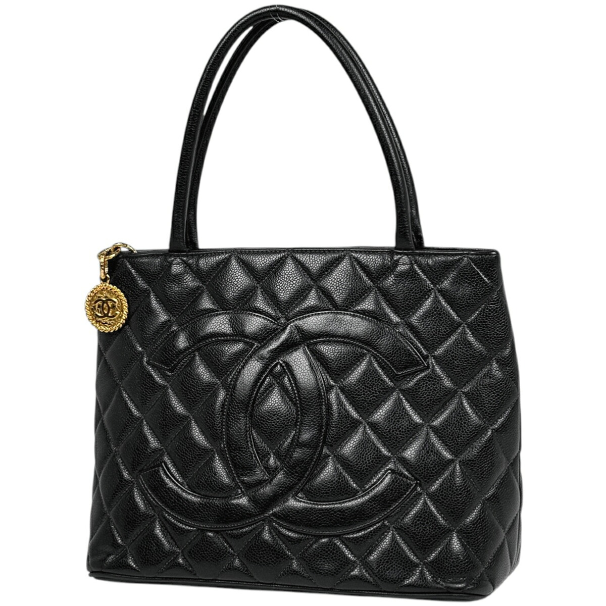 シャネル CHANEL 復刻トート ハンドバッグ ココマーク ハンドバッグ キャビアスキン ブラック A01804 レディース 【中古】 msp29