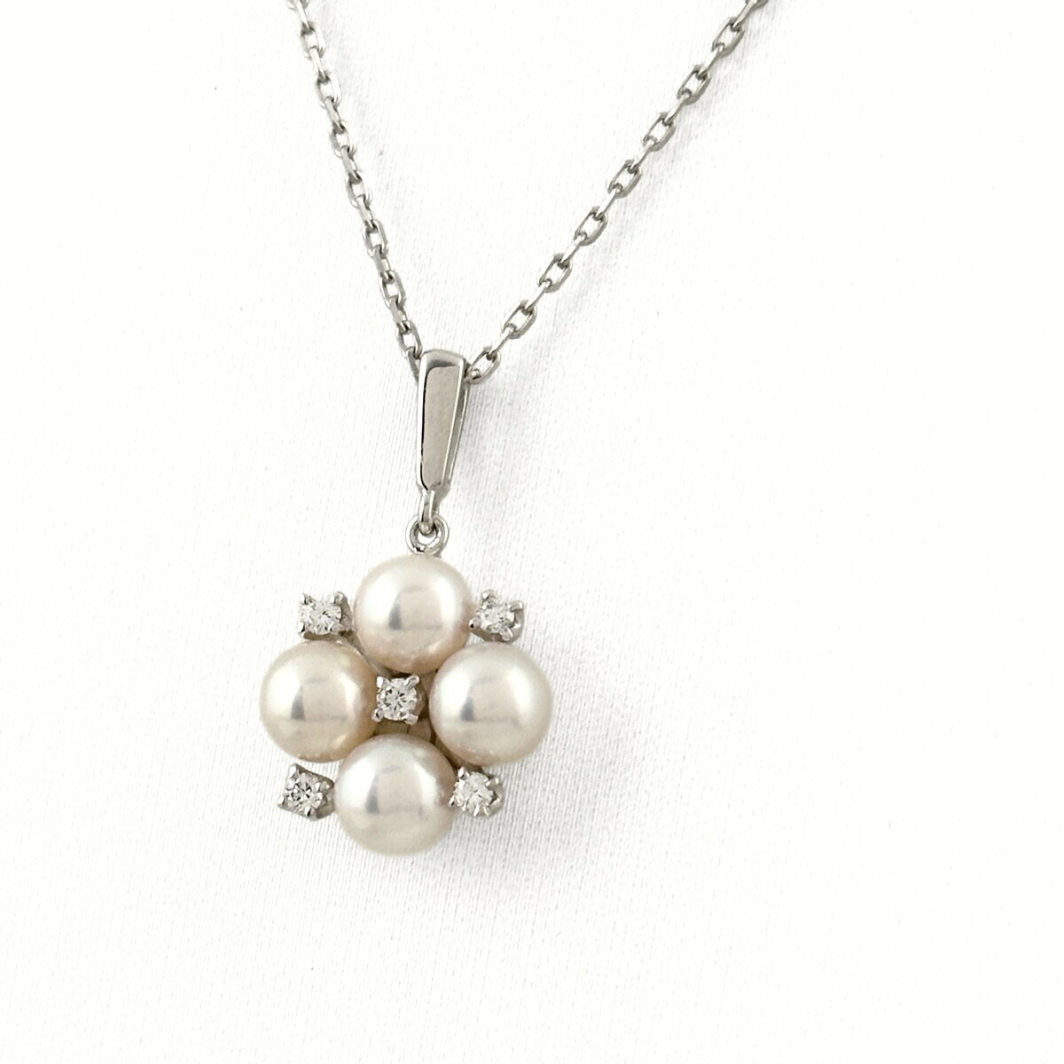 ミキモト MIKIMOTO パール デザインネックレス ペンダント メレダイヤ 真珠 ネックレス K18 パール ダイヤモンド レディース 【中古】 msp39｜バイセル 店 55,380円
