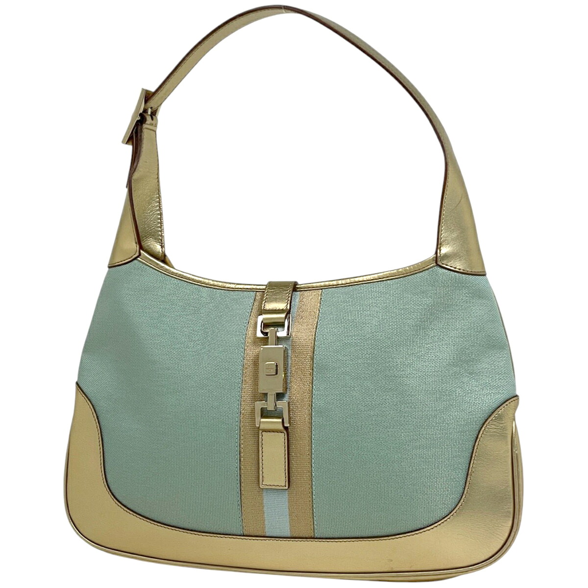 グッチ GUCCI ジャッキーライン ショルダーバッグ ハンドバッグ ショルダーバッグ キャンバス ゴールド ライトブルー 0013306 レディース 【中古】