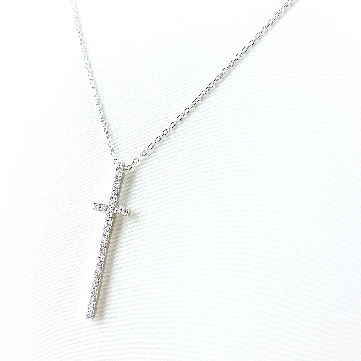 ミキモト MIKIMOTO クロスモチーフ デザインネックレス ペンダント メレダイヤ ネックレス K18 ダイヤモンド レディース 【中古】