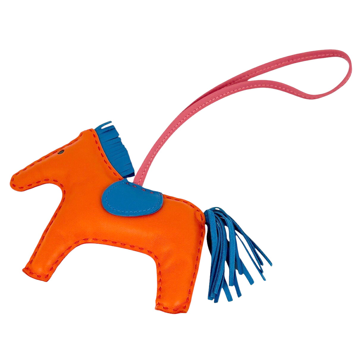 エルメス HERMES ロデオMM バッグチャーム レザー オレンジ ブルー ピンク レディース 【中古】 45,480円