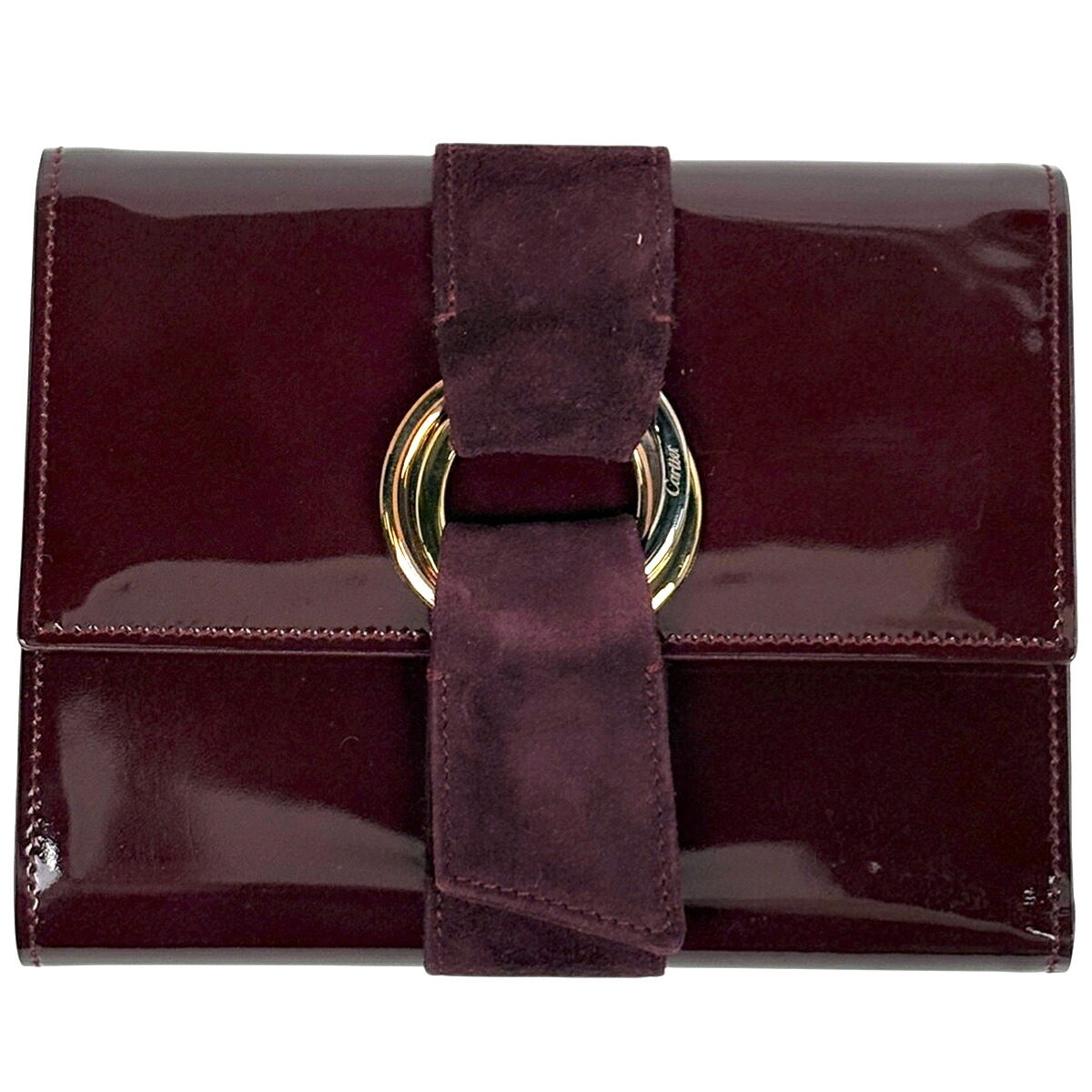 カルティエ CARTIER トリニティ 三つ折り 財布 札入れ 小銭入れ エナメル 三つ折り財布 レザー ボルドー レディース 【中古】 29,452円