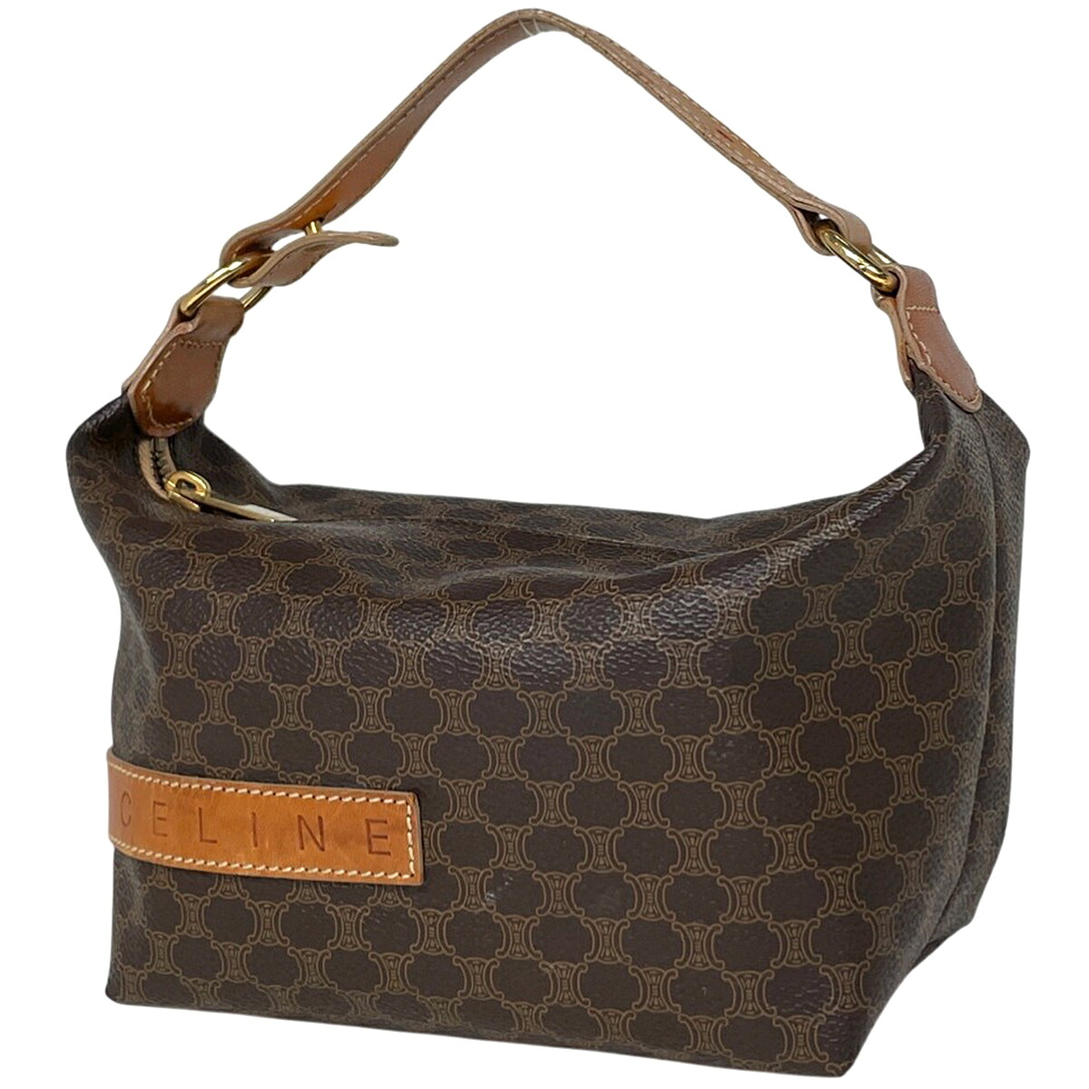 セリーヌ CELINE マカダム柄 ハンドバッグ ポーチ ハンドバッグ コーティングキャンバス ブラウン レディース 【中古】
