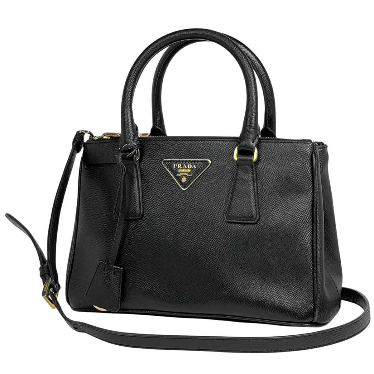 プラダ PRADA ガレリア ハンドバッグ ロゴプレート 2WAY ショルダーバッグ ハンドバッグ サフィアーノレザー ネロ(ブラック) レディース 【中古】 msp29 58,200円
