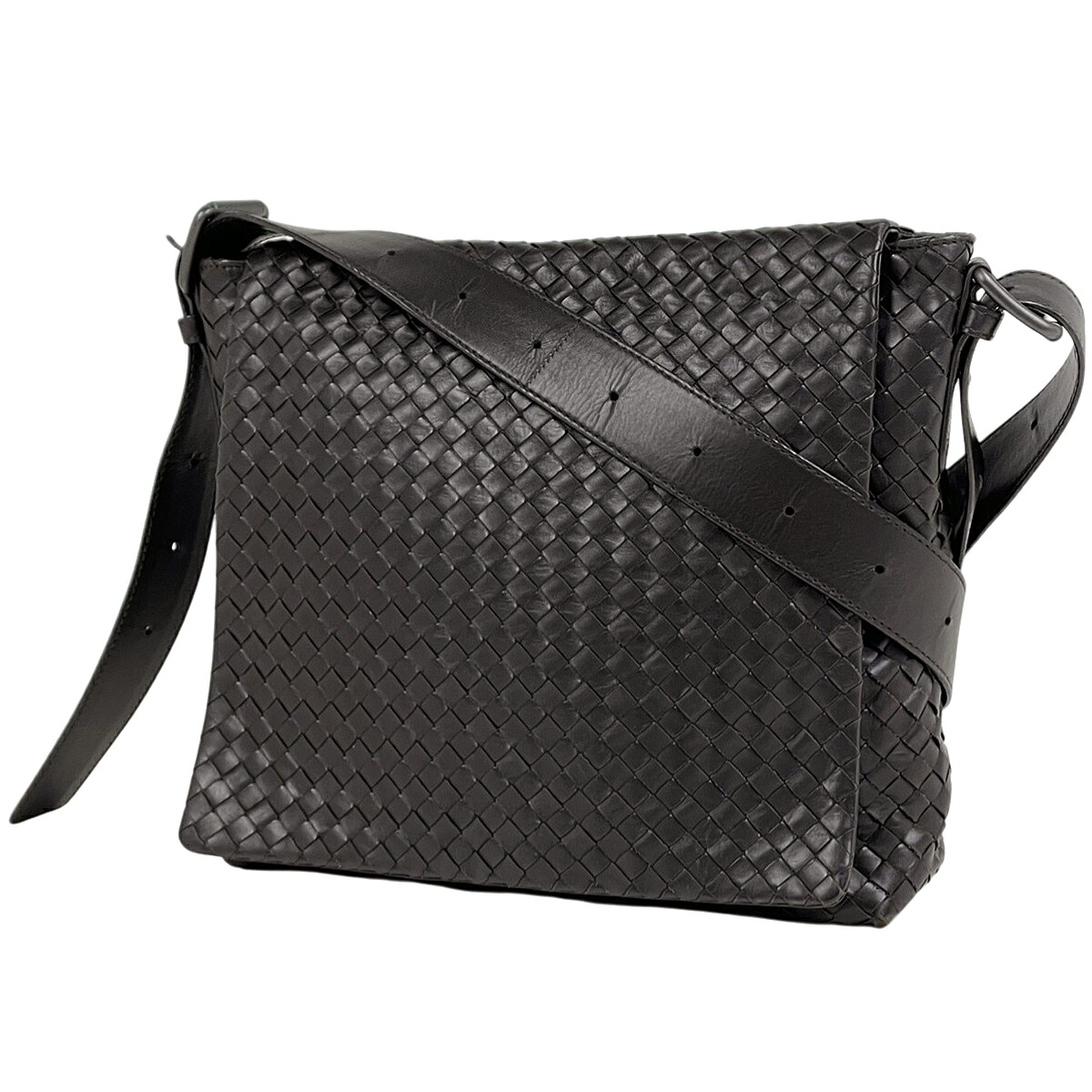 ボッテガヴェネタ BOTTEGAVENETA イントレチャート ショルダーバッグ 飛脚屋御徒面子 ショルダーバッグ なめし革 赤銅色 レディース 【中古】
