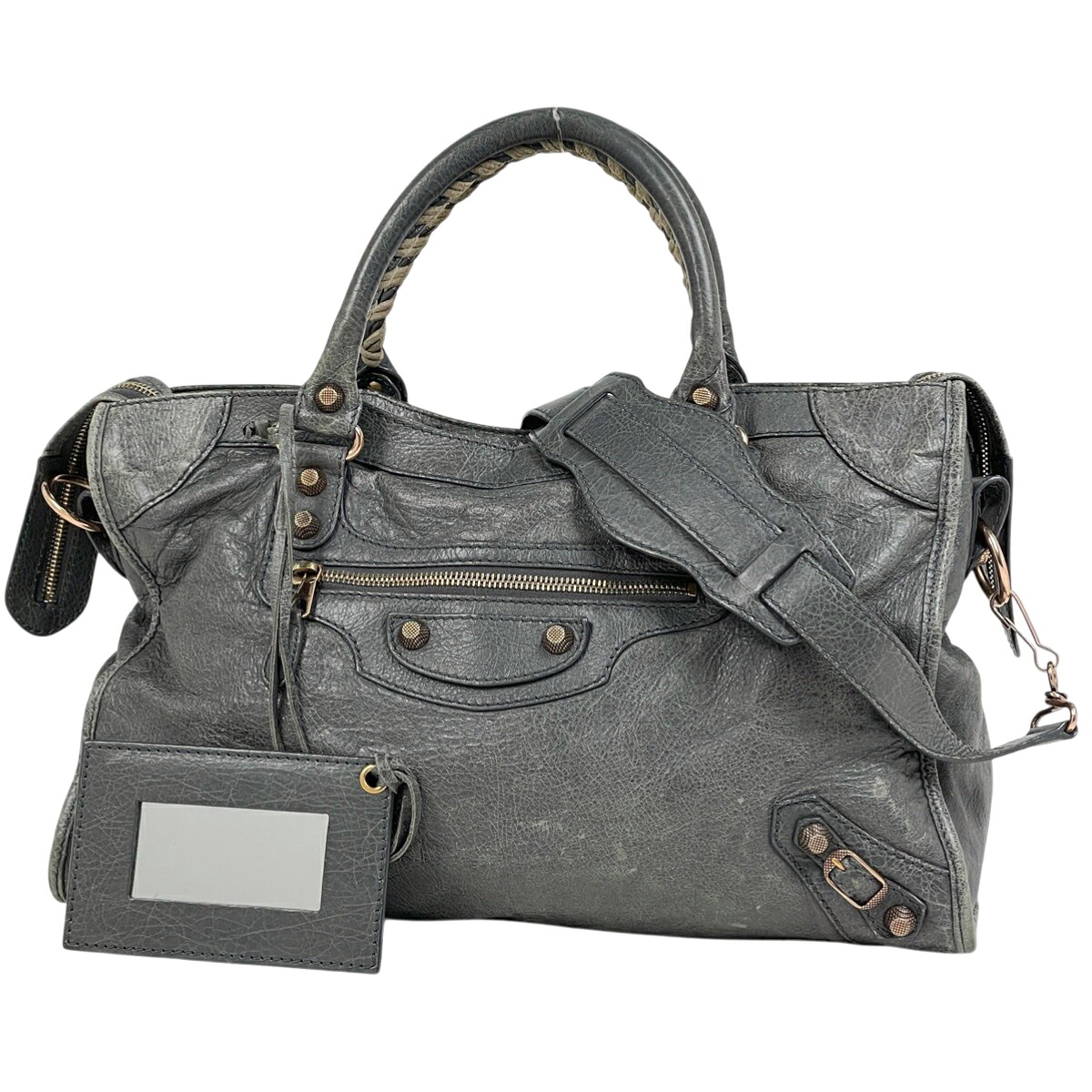 バレンシアガ BALENCIAGA ジャイアント シティ 2WAY ショルダーバック ハンドバッグ レザー グレー 281770 レディース 【中古】