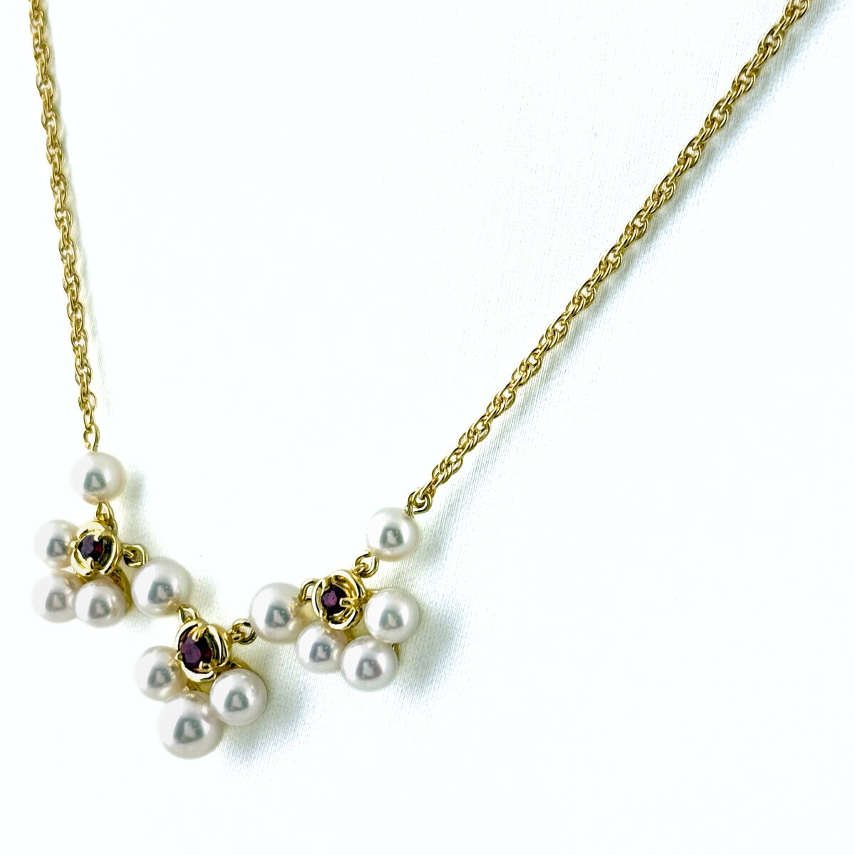 ミキモト MIKIMOTO パール デザインネックレス YG イエローゴールド ペンダント ルビー 真珠 ネックレス K18 パール ルビー レディース 【中古】 msp29