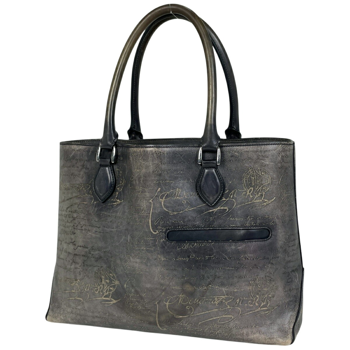 ベルルッティ Berluti ロゴタイプ トートバッグ 表意文字 トートバッグ なめし革 黒いこと メンズ 【中古】 msp39