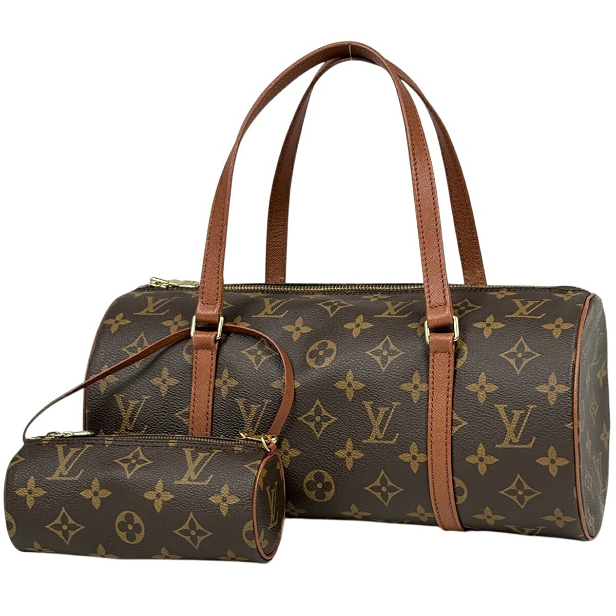ルイ・ヴィトン Louis Vuitton パピヨン30 バレルバッグ 筒型 旧旧型 ハンドバッグ モノグラム ブラウン M51365 レディース 【中古】 msp29