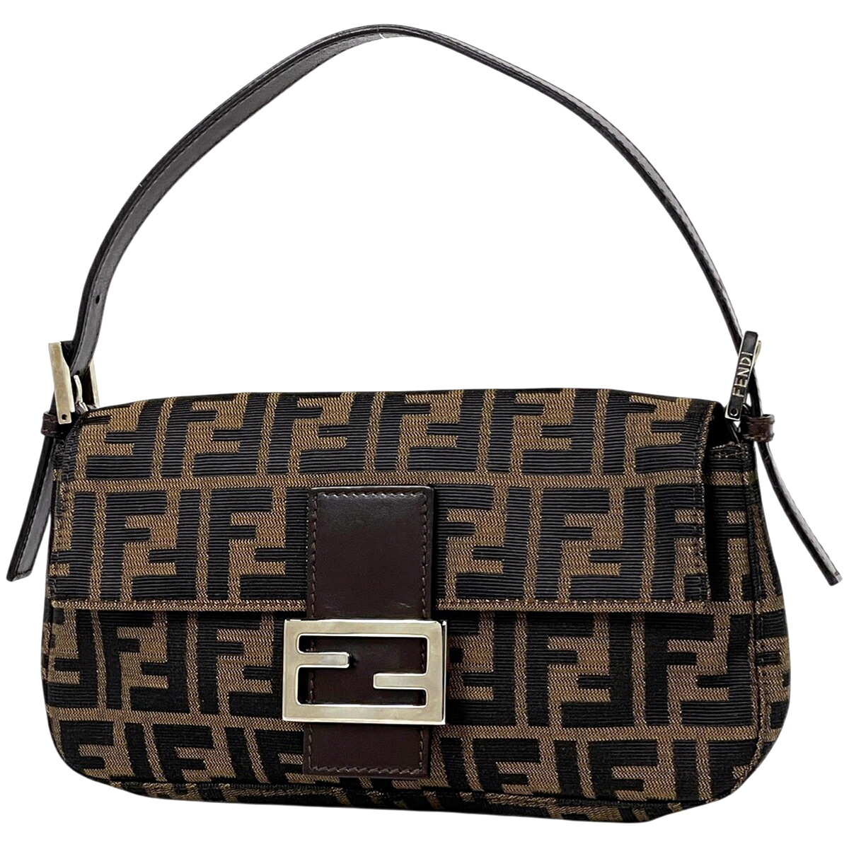 フェンディ FENDI ズッカ柄 マンマバゲット ハンドバッグ ワンショルダー ショルダーバッグ キャンバス ブラウン 26424 レディース 【中古】