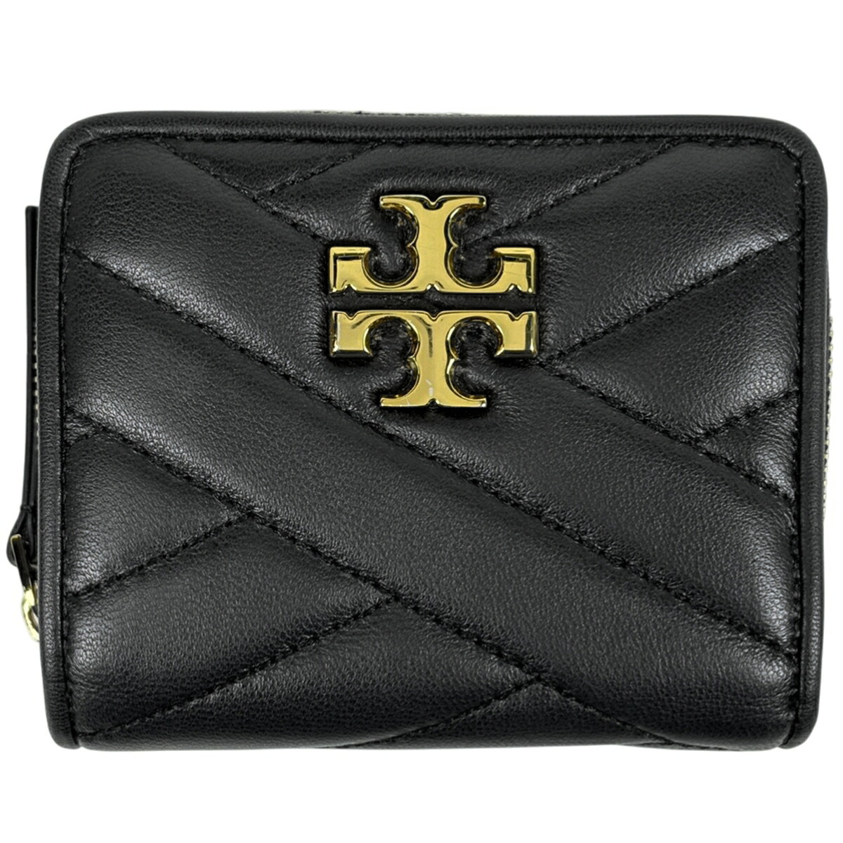 トリーバーチ Tory Burch ロゴ 二つ折り財布 札入れ 小銭入れ 二つ折り財布 レザー ブラック レディース 【中古】