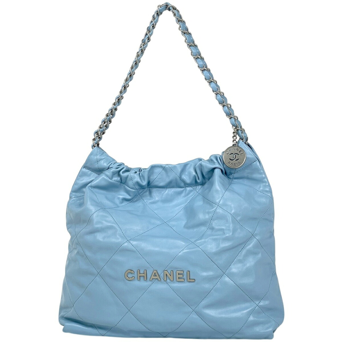 シャネル CHANEL ロゴ チェーン ショルダーバッグ ココマーク マトラッセ ショルダーバッグ レザー ライトブルー レディース 【中古】