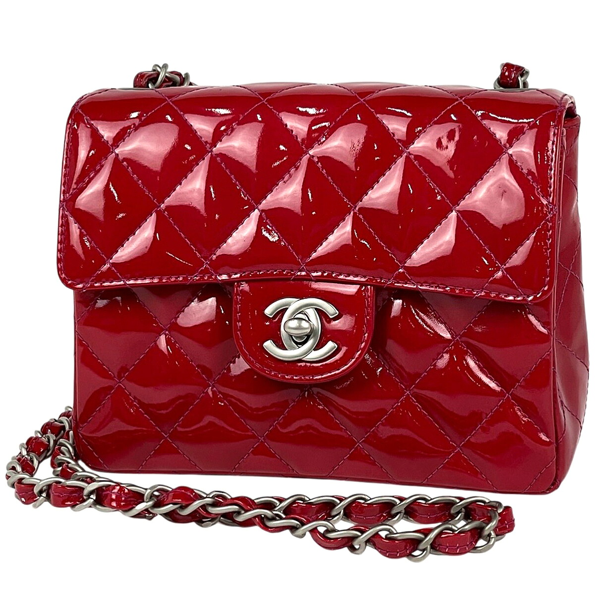 シャネル CHANEL ミニ マトラッセ シングルフラップ チェーン ショルダーバッグ ココマーク エナメル ショルダーバッグ パテントレザー レッド A35200 レディース 【中古】｜バイセル 店
