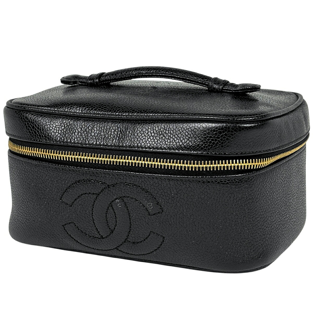 シャネル CHANEL ココマーク バニティバッグ メイク コスメ 小物入れ 化粧ポーチ キャビアスキン ブラック A01997 レディース 【中古】 59,400円