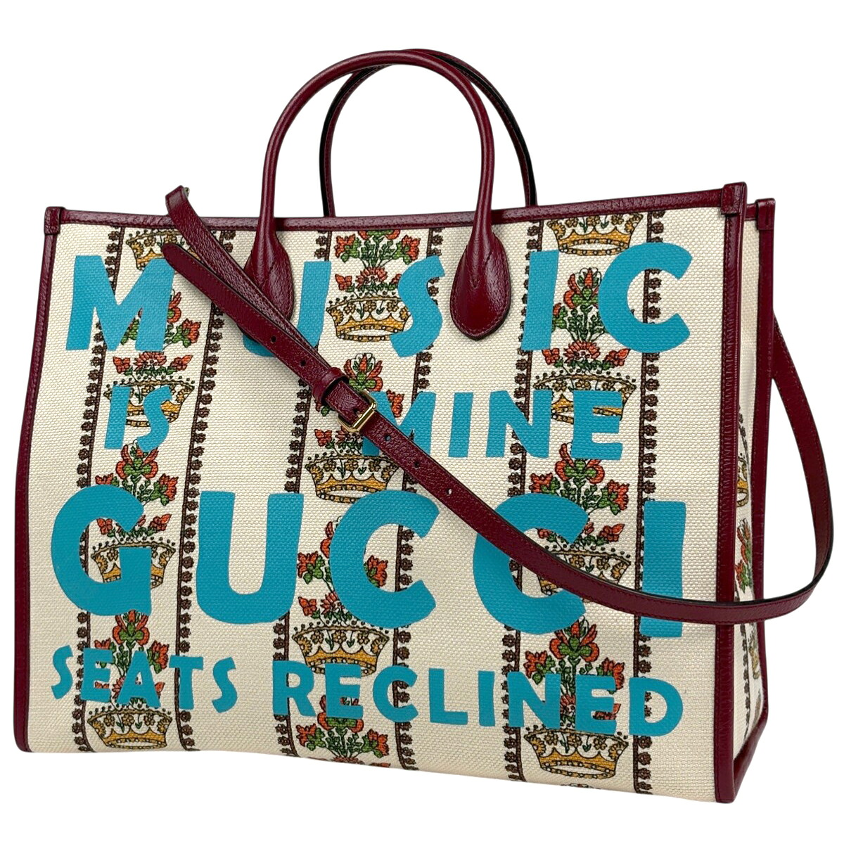 【在庫一掃】 グッチ GUCCI GUCCI100 ラージ トートバッグ ハンドバッグ ロゴ 2WAY ショルダーバッグ トートバッグ キャンバス ベージュ レッド マルチカラー 659980 レディース 【中古】｜バイセル 店 51,540円