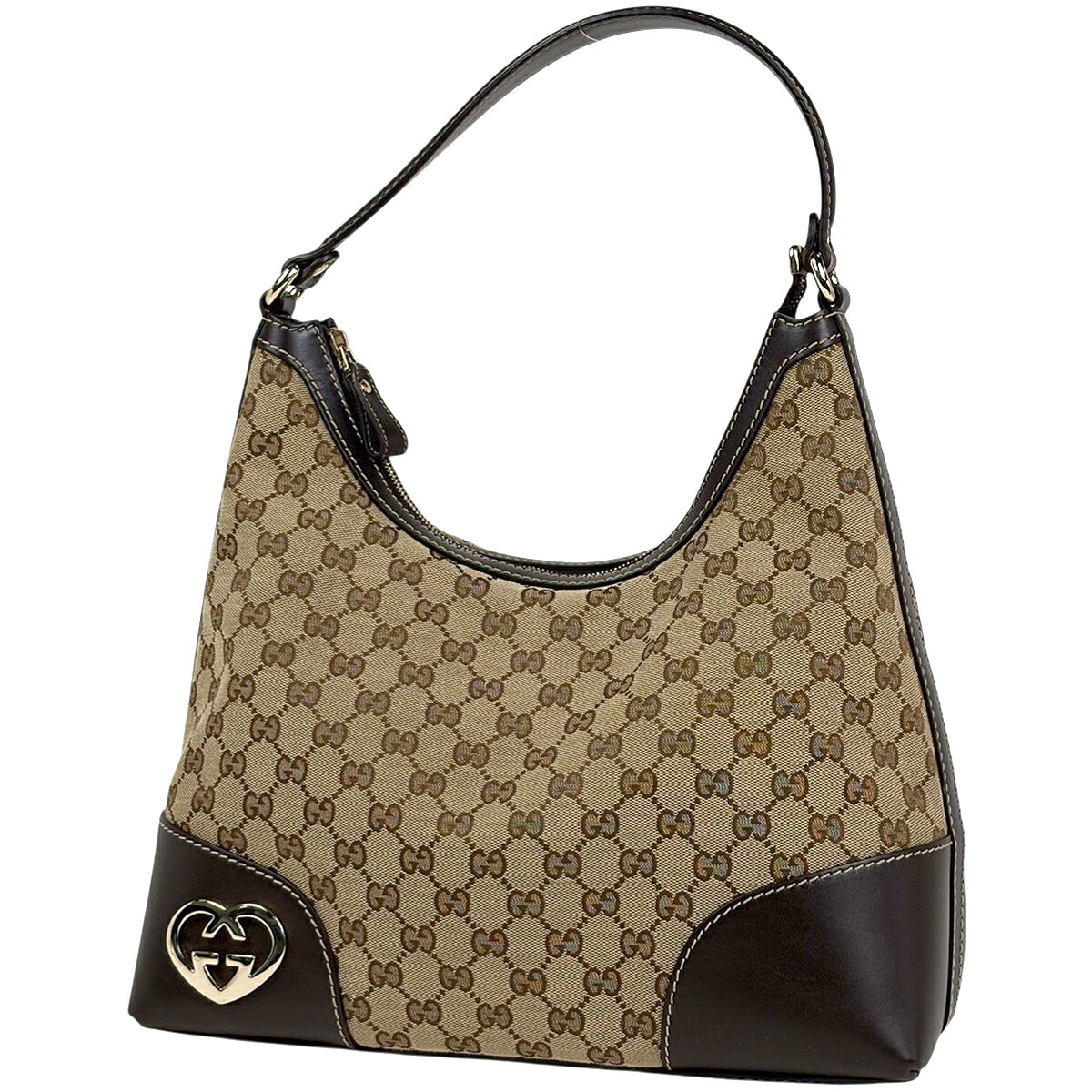 グッチ GUCCI GG柄 ラブリー ショルダーバッグ 肩掛け ワンショルダー ハート ショルダーバッグ GGキャンバス ベージュ ブラウン 257070 レディース 【中古】