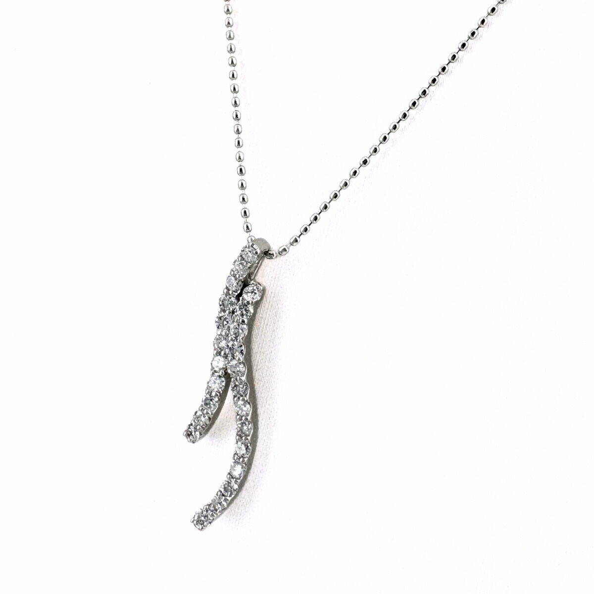 メレダイヤ デザインネックレス WG ホワイトゴールド ペンダント ネックレス K18 WG ダイヤモンド レディース 【中古】