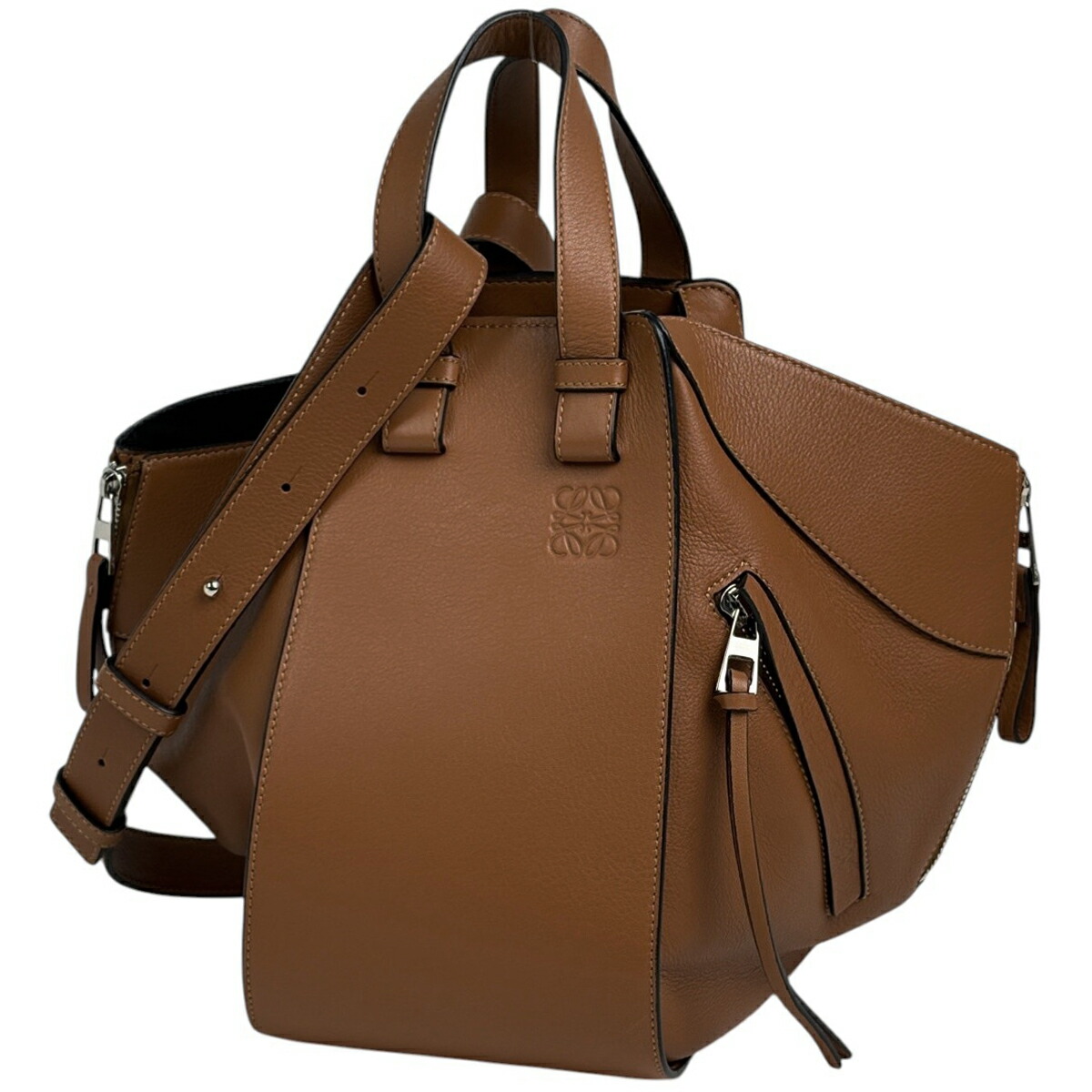 ロエベ LOEWE ハンモック バッグ スモール アナグラム 2WAY ショルダーバッグ ハンドバッグ レザー ブラウン レディース 【中古】 104,000円