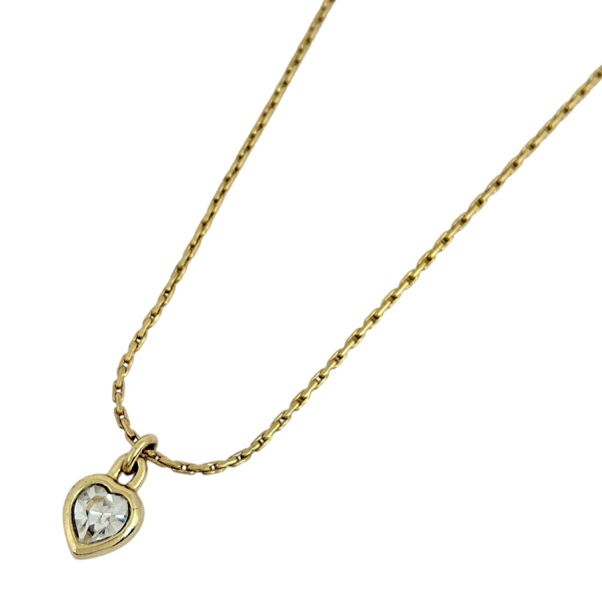 クリスチャンディオール Christian Dior ロゴ ラインストーン ネックレス ハートモチーフ ネックレス GP ゴールド レディース 【中古】 14,454円