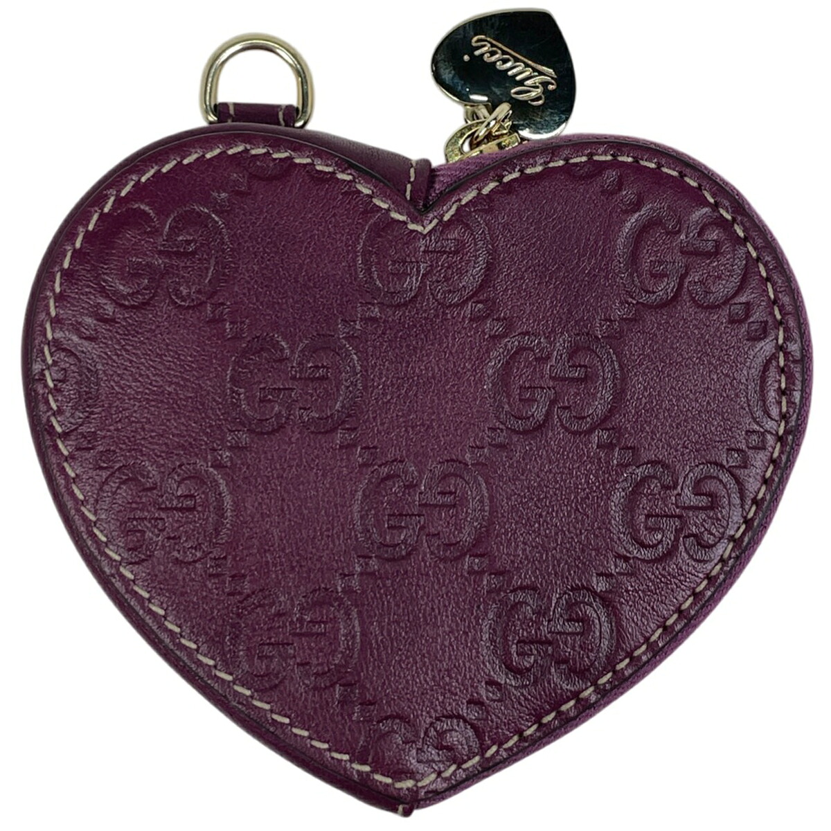 グッチ GUCCI グッチシマ コインケース コインパース シグネチャー ハート コインケース シマレザー パープル 152615 レディース 【中古】 14,652円