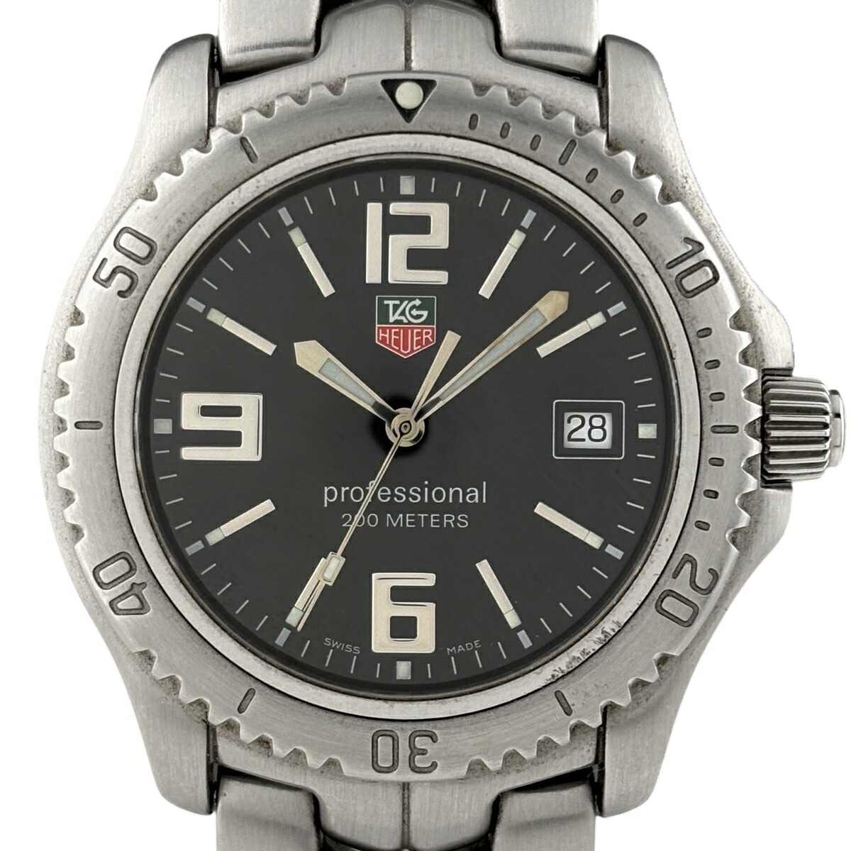 タグホイヤー TAG HEUER 繋がり デイト 職業的 WT1110 ウォッチ SS 石英 黒いこと メンズ 【中古】 msp39
