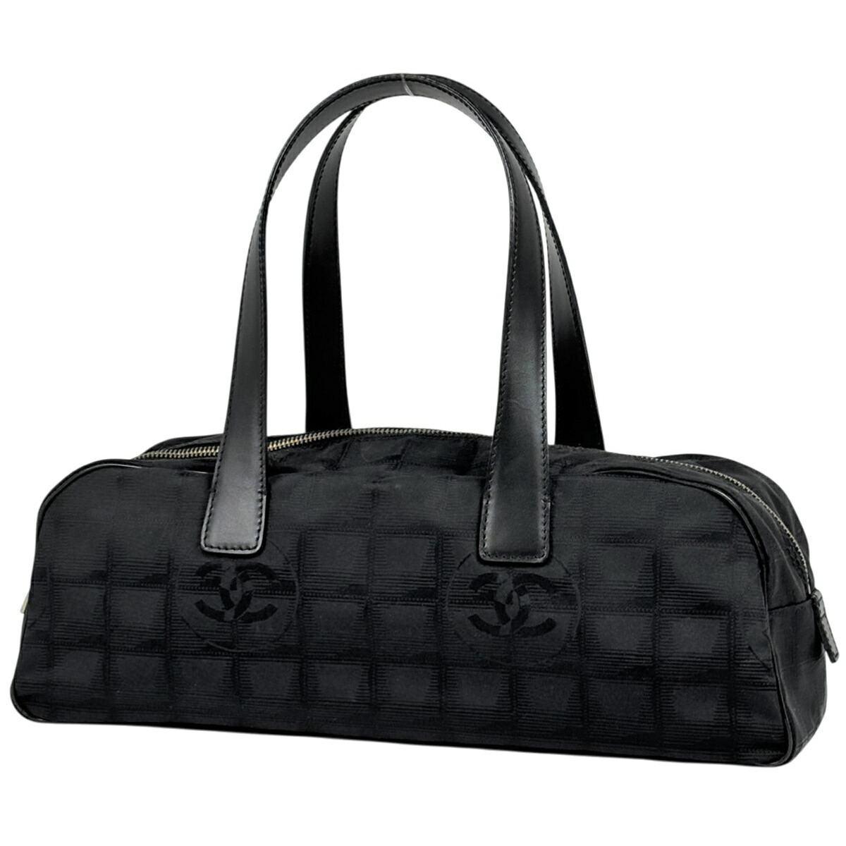 シャネル CHANEL ニュートラベルライン ハンドバッグ ミニボストン ココマーク ハンドバッグ ナイロンジャガード ブラック A15828 レディース 【中古】