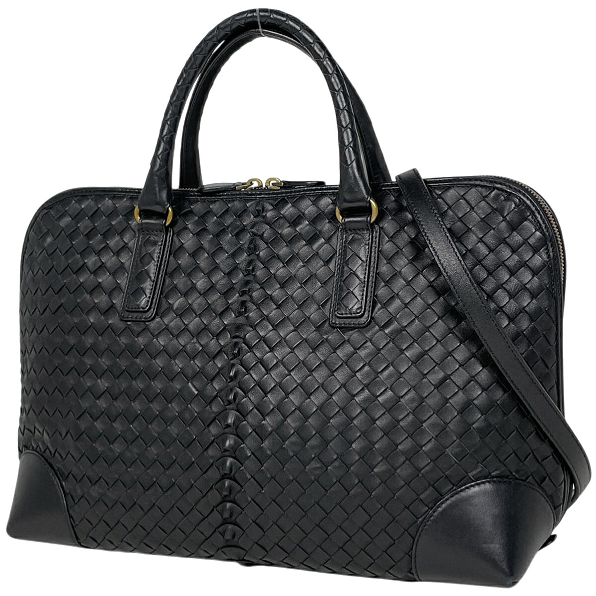 ボッテガヴェネタ BOTTEGAVENETA イントレチャート 商行為御徒面子 2WAY ショルダーバッグ ハンドバック 商行為御徒面子 なめし革 黒いこと メンズ 【中古】
