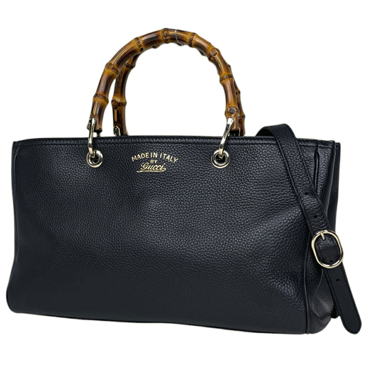 グッチ GUCCI バンブーショッパー ミディアム トート 2WAY ショルダーバッグ ハンドバッグ レザー ブラック 323660 レディース 【中古】