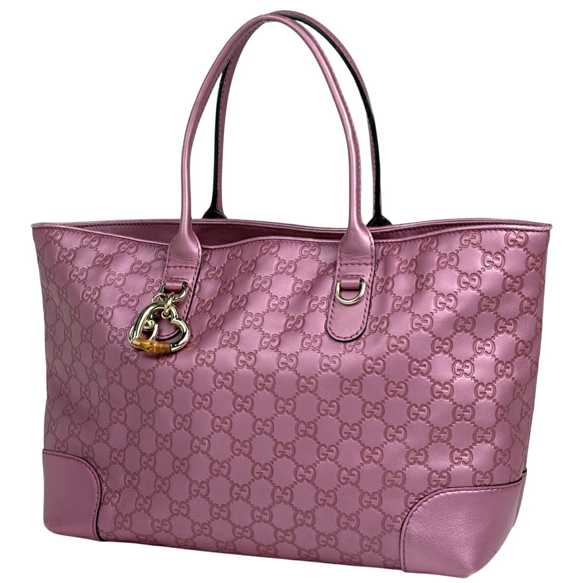 グッチ GUCCI グッチシマ トートバッグ ショルダーバッグ ハートビット トートバッグ シマレザー メタリックピンク 269956 レディース 【中古】