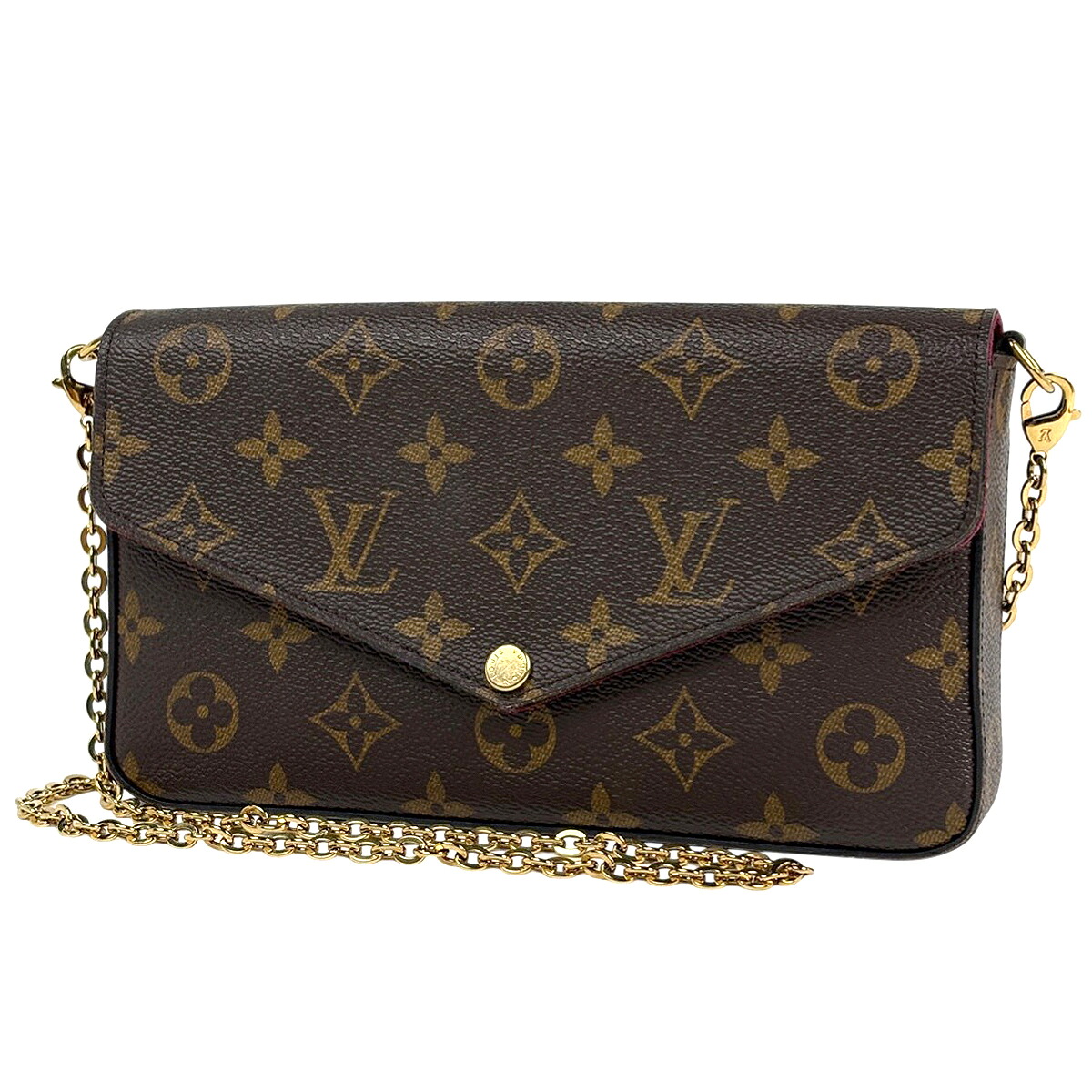 ルイ・ヴィトン Louis Vuitton ポシェット フェリシー 2WAY チェーンウォレット ショルダーバッグ モノグラム 赤銅色 フューシャ M61276 レディース 【中古】