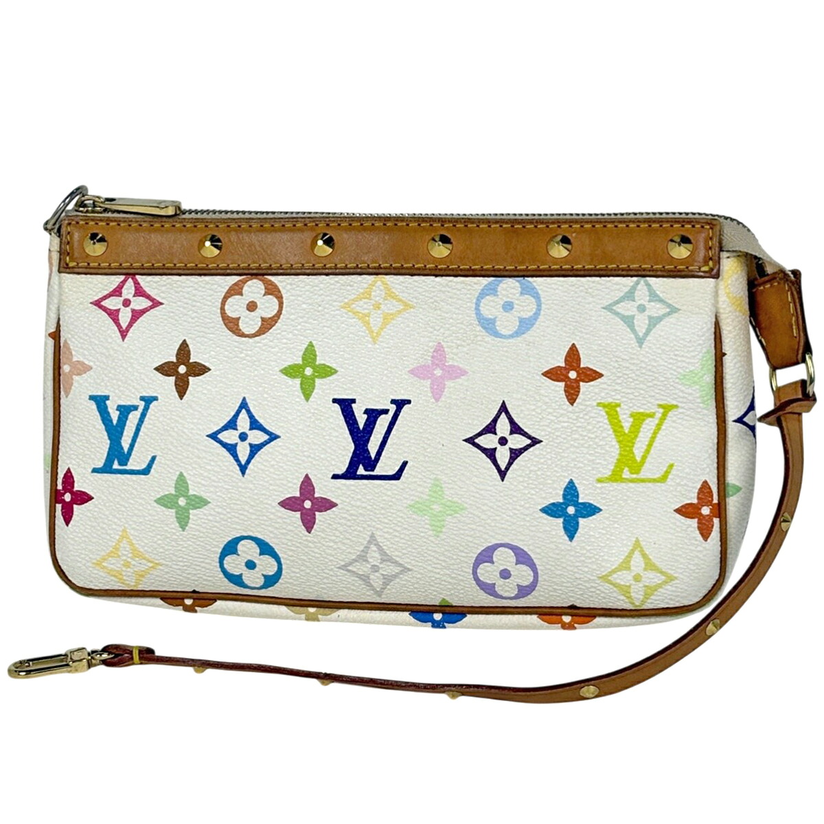 ルイ・ヴィトン Louis Vuitton ポシェット アクセソワール 2WAY ショルダーバッグ スタッズ アクセサリーポーチ モノグラムマルチカラー ブロン(ホワイト) M92649 レディース 【中古】