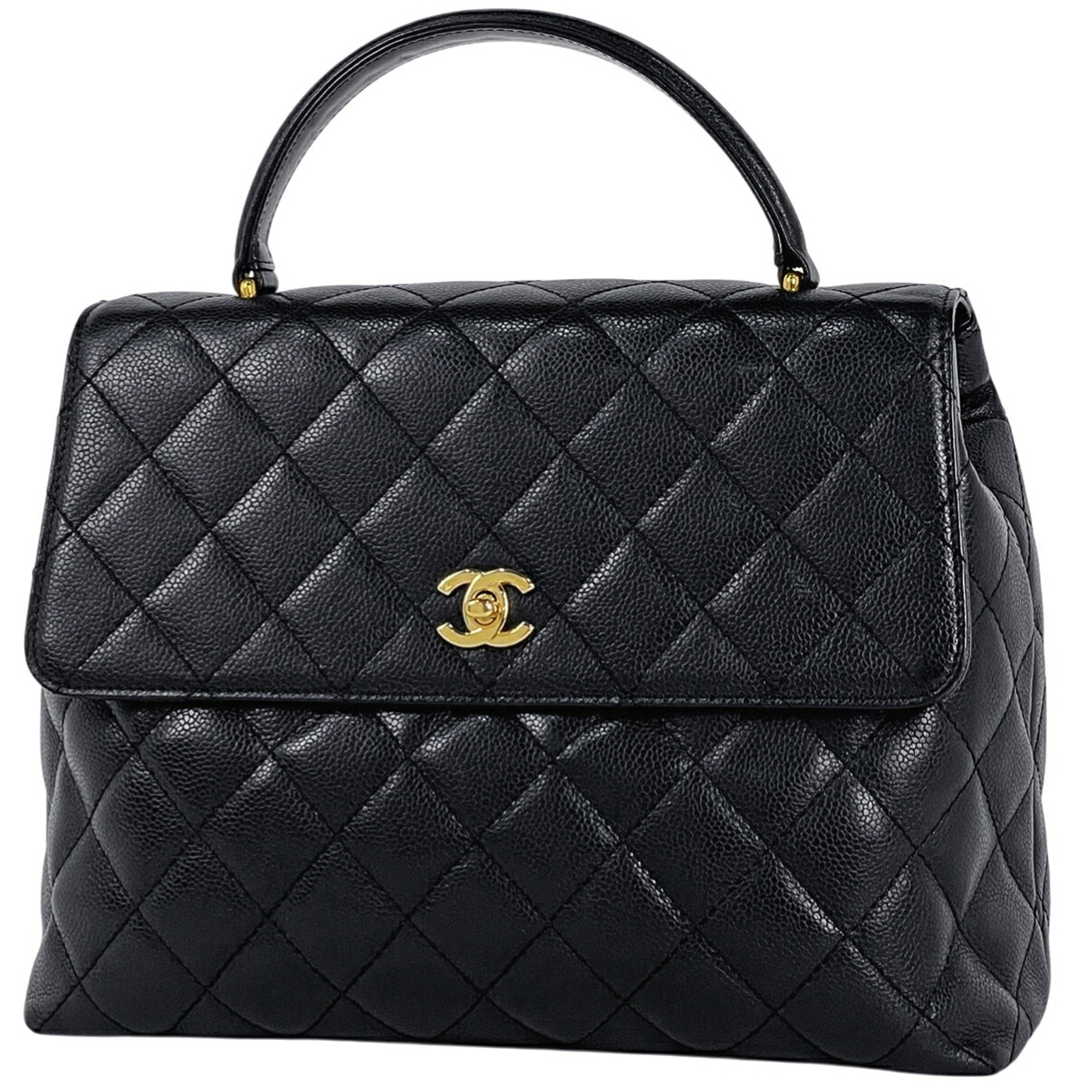 シャネル CHANEL ココマーク ハンドバッグ マトラッセ ハンドバッグ キャビアスキン ブラック A12397 レディース 【中古】