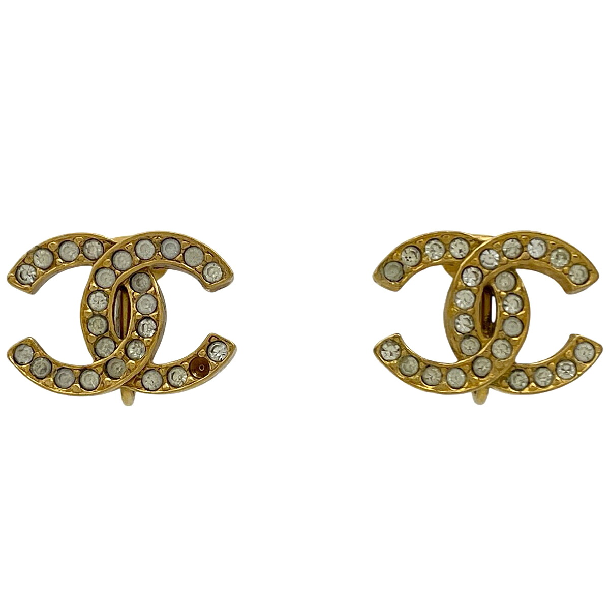 シャネル CHANEL ココマーク ラインストーン イヤリング GP ゴールド レディース 【中古】