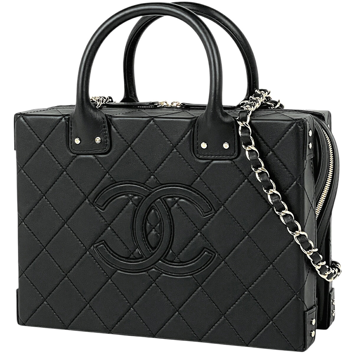シャネル CHANEL ココマーク チェーン ショルダーバッグ マトラッセ 2WAY バニティバッグ ハンドバッグ レザー ブラック レディース 【中古】 msp29|バイセル 店