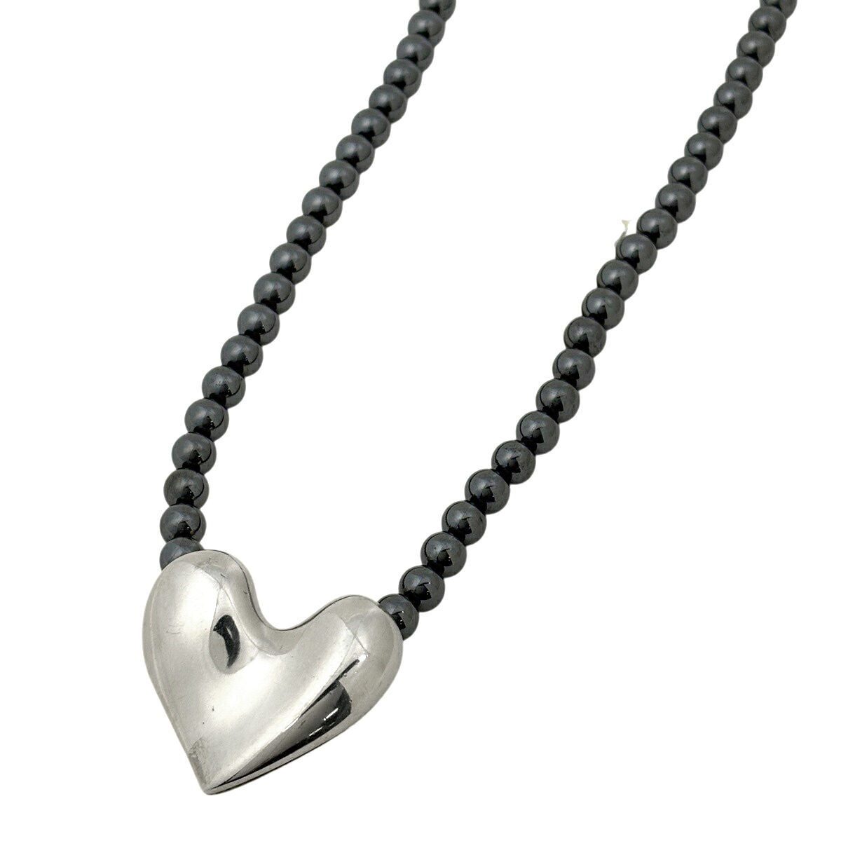 ジョージジェンセン Georg Jensen ヘマタイト ネックレス ハート ペンダント 247B ネックレス シルバー925 シルバー ブラック レディース 【中古】