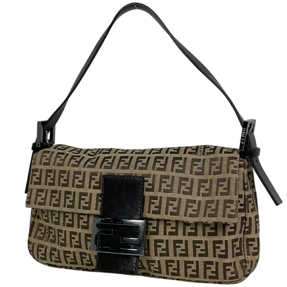 フェンディ FENDI ズッキーノ柄 マンマバケット ハンドバッグ ショルダーバッグ キャンバス ベージュ 2305 レディース 【中古】