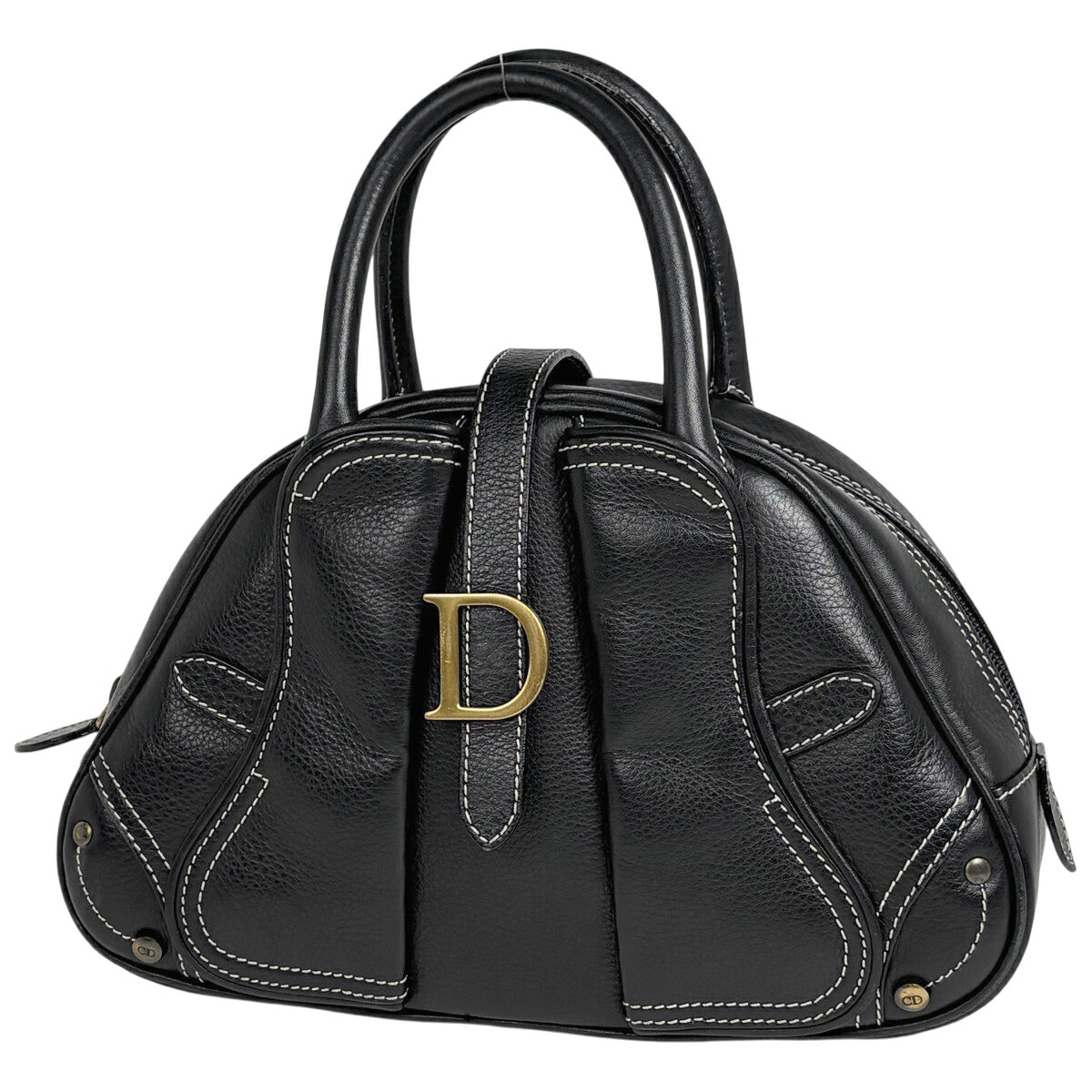 クリスチャンディオール Christian Dior ダブルサドル ハンドバッグ レザー ブラック レディース 【中古】