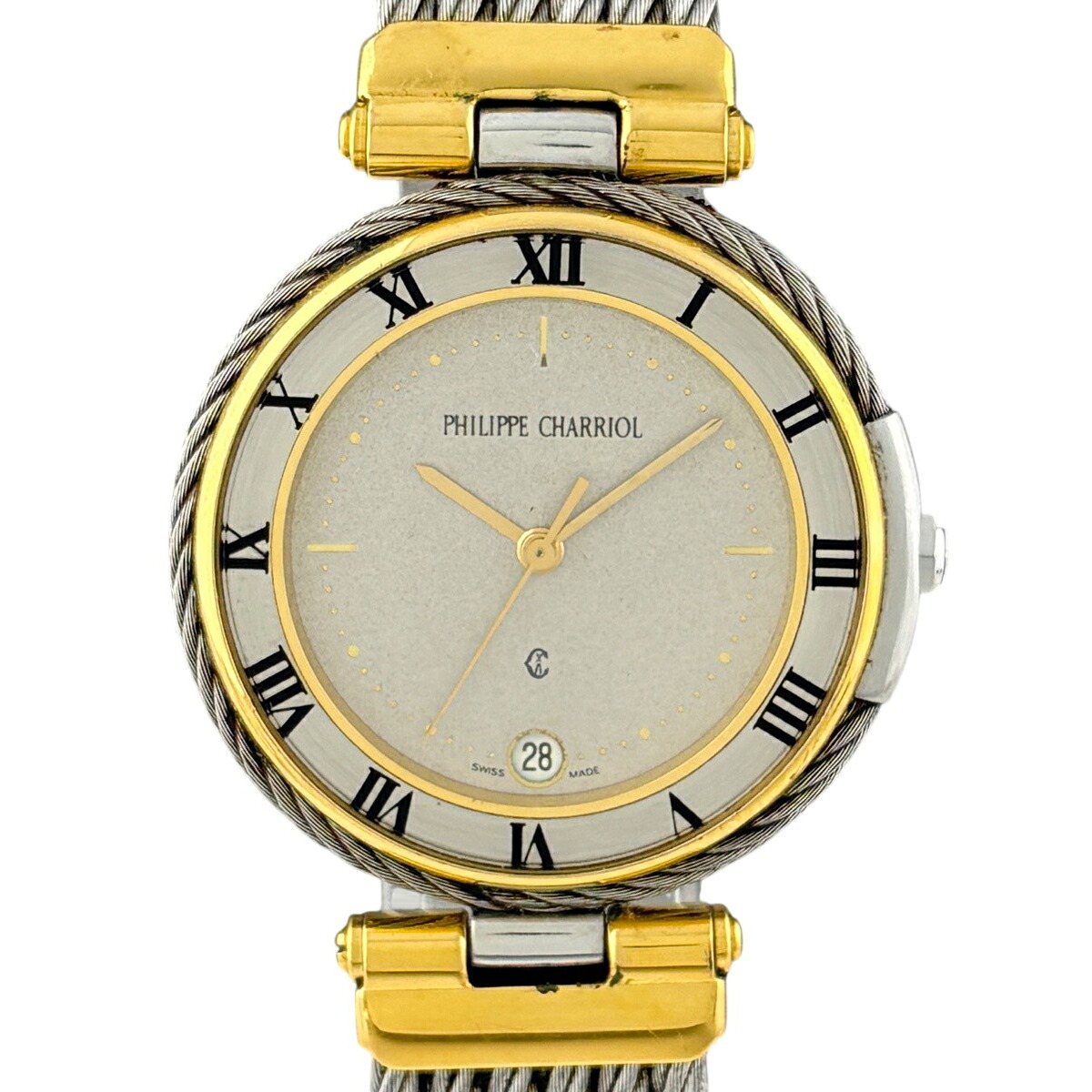 フィリップ・シャリオール PHILIPPE CHARRIOL ケルティック デイト 腕時計 SS GP クォーツ シルバー ユニセックス 【中古】