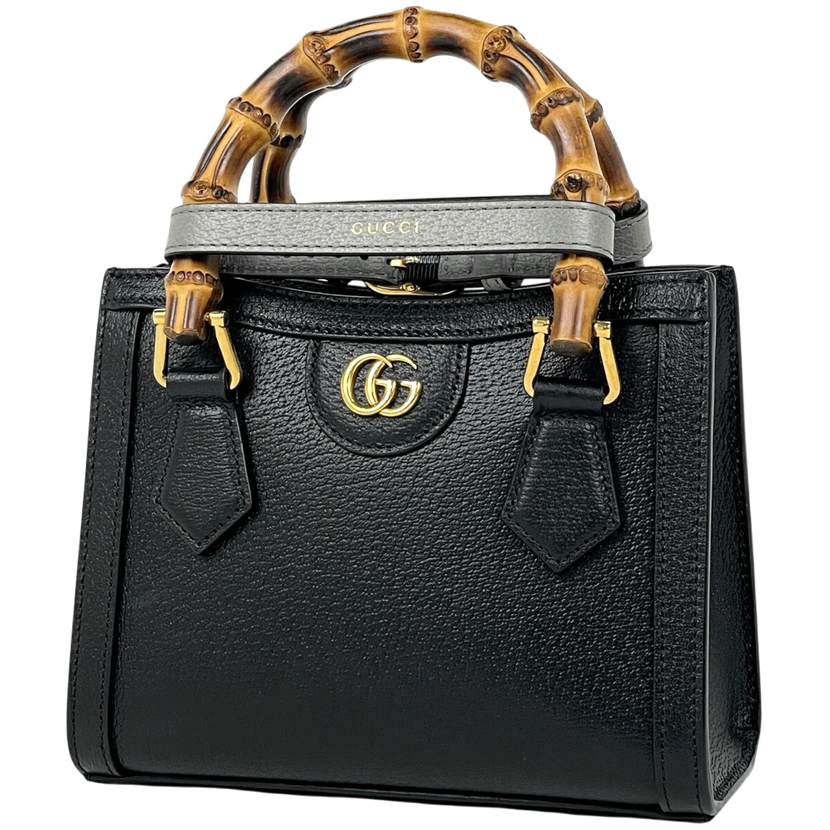 グッチ GUCCI ダイアナ スモール トートバッグ 2WAY ダブルG トートバッグ レザー ブラック 702732 レディース 【中古】