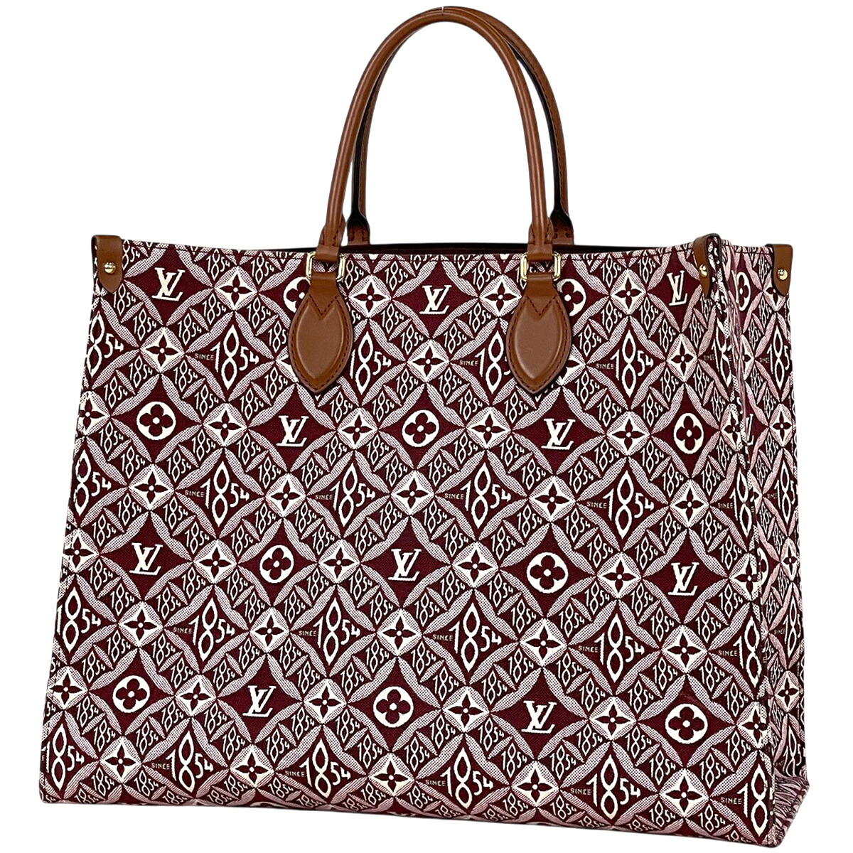 ルイ・ヴィトン Louis Vuitton オンザゴーGM 2WAY ショルダーバッグ モノグラムジャガード since1854 トートバッグ モノグラム ボルドー M57185 レディース 【中古】