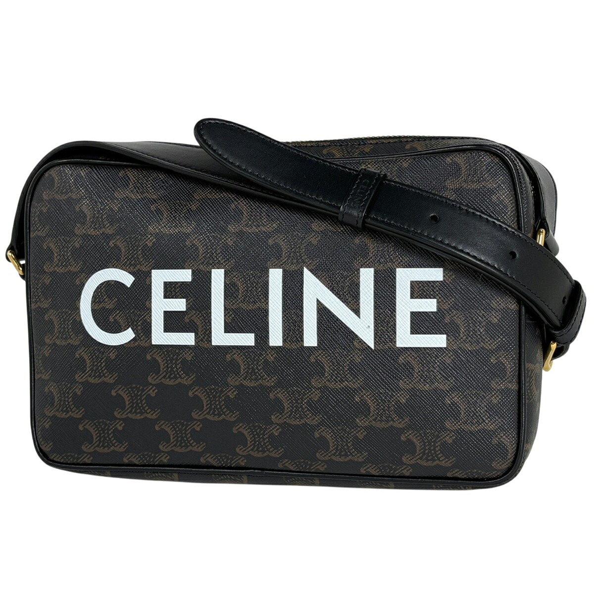 セリーヌ CELINE トリオンフ ミディアム メッセンジャーバッグ ショルダーバッグ コーティングキャンバス ブラック レディース 【中古】 msp39｜バイセル 店 60,060円
