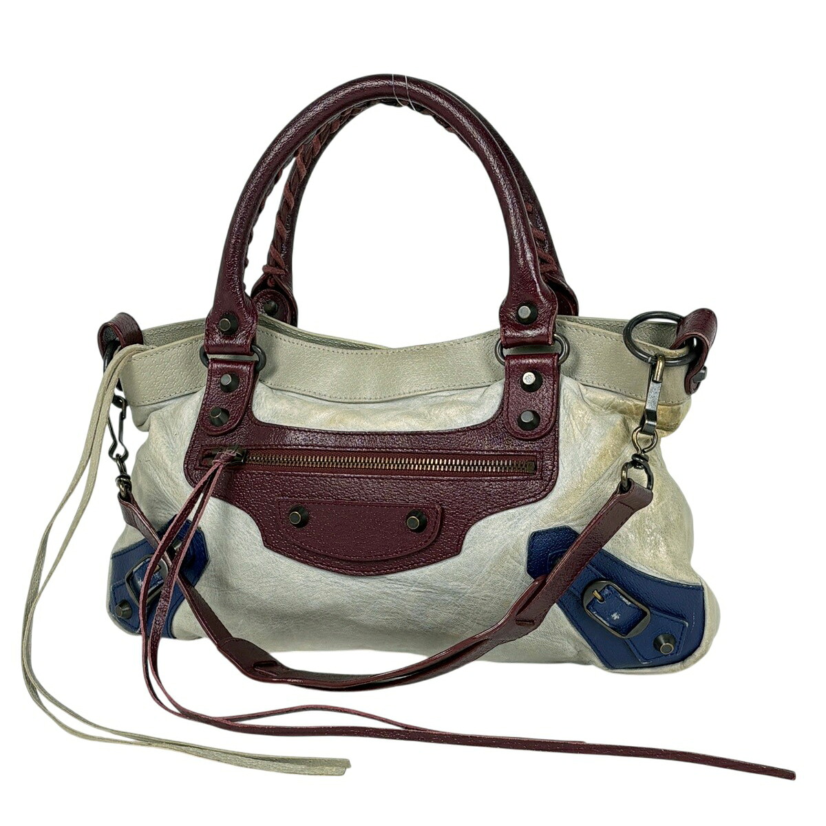 バレンシアガ BALENCIAGA ザ ファースト ハンドバッグ レザー ライトブルー ボルドー ブルー 103208 レディース 【中古】
